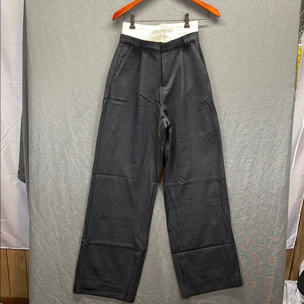 Free People‎ Moon River Black wide leg waistband Pants Relaxed Fit